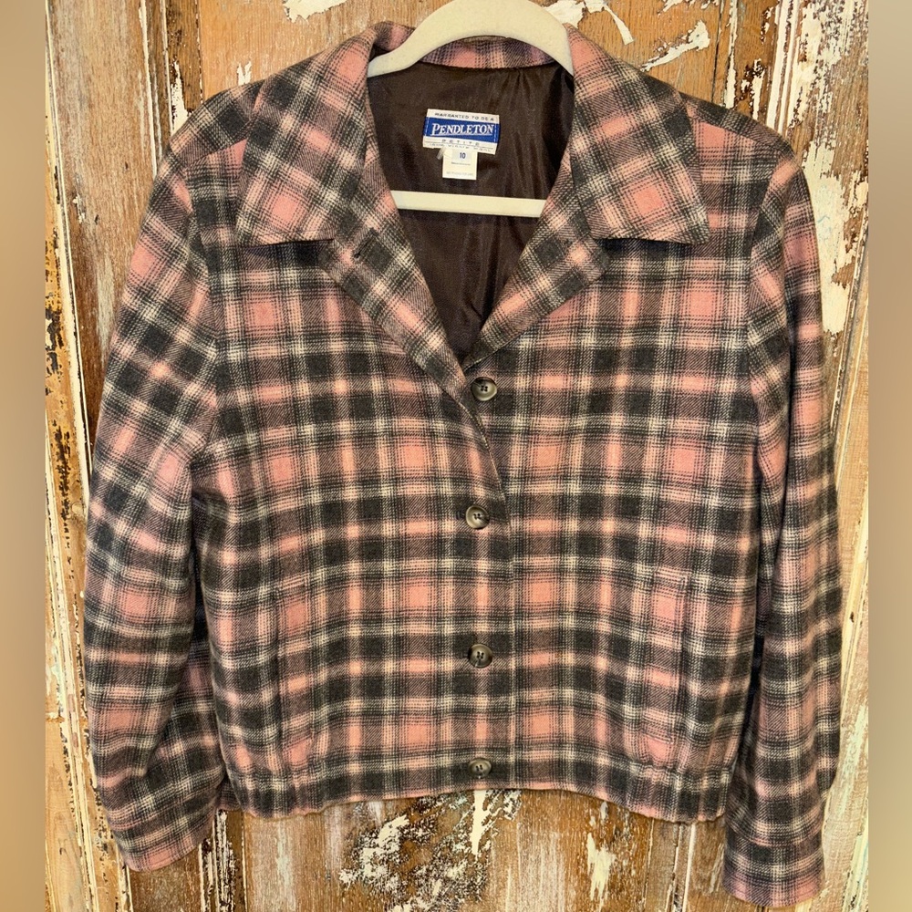 Pendleton Wool Button Down Jacket Pink And Gray P… - image 1